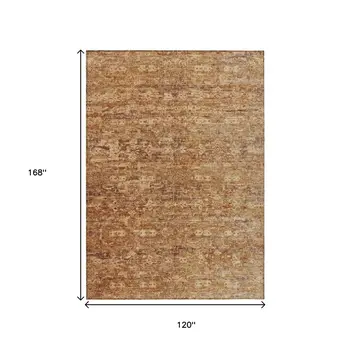 10' X 14' Chili Red And Brown Ikat Washable Indoor Outdoor Area Rug