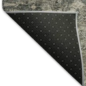 10' X 14' Pewter And Silver Ikat Washable Indoor Outdoor Area Rug