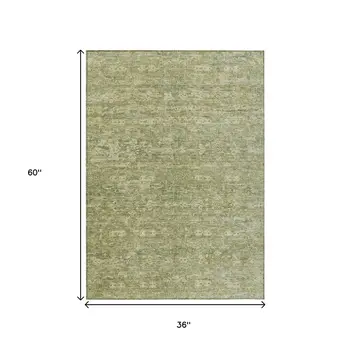 3' X 5' Sage And Ivory Ikat Washable Indoor Outdoor Area Rug