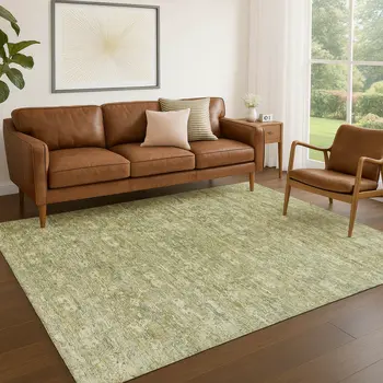 3' X 5' Sage And Ivory Ikat Washable Indoor Outdoor Area Rug
