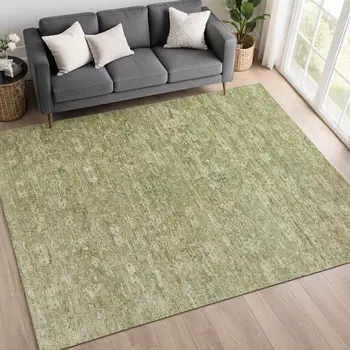 8' X 10' Sage And Ivory Ikat Washable Indoor Outdoor Area Rug