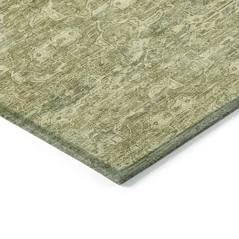 10' X 14' Sage And Ivory Ikat Washable Indoor Outdoor Area Rug