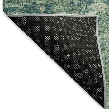 8' X 10' Teal Blue And Ivory Ikat Washable Indoor Outdoor Area Rug