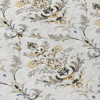 10' X 14' Silver Blue And Gray Damask Washable Indoor Outdoor Area Rug