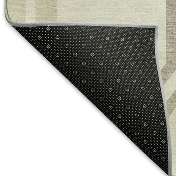 5' X 8' Beige And Brown Geometric Washable Indoor Outdoor Area Rug