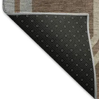 10' X 14' Chocolate Gray And Ivory Geometric Washable Indoor Outdoor Area Rug