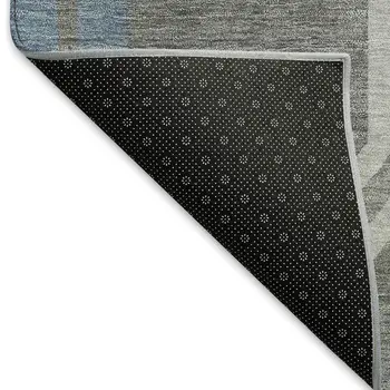 8' X 10' Gray Blue And Ivory Geometric Washable Indoor Outdoor Area Rug