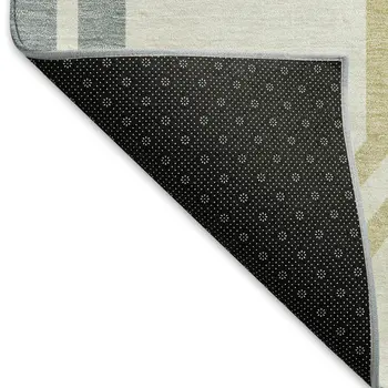 3' X 5' Ivory Gray And Wheat Geometric Washable Indoor Outdoor Area Rug