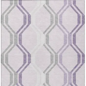 5' X 8' Lavender Ivory And Gray Geometric Washable Indoor Outdoor Area Rug