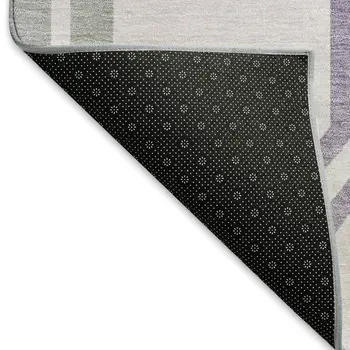 9' X 12' Lavender Ivory And Gray Geometric Washable Indoor Outdoor Area Rug