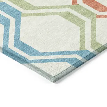 10' X 14' Pearl Blue And Purple Geometric Washable Indoor Outdoor Area Rug