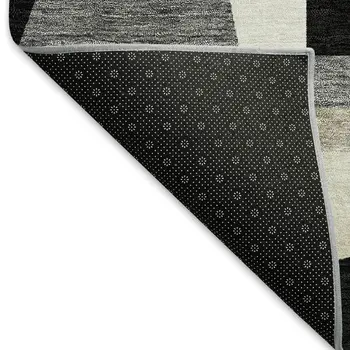 10' X 14' Black Wheat And Ivory Geometric Washable Indoor Outdoor Area Rug