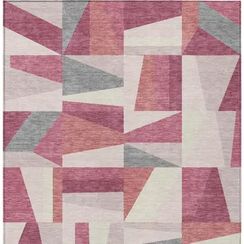 5' X 8' Blush Pewter And Ivory Geometric Washable Indoor Outdoor Area Rug