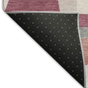 5' X 8' Blush Pewter And Ivory Geometric Washable Indoor Outdoor Area Rug