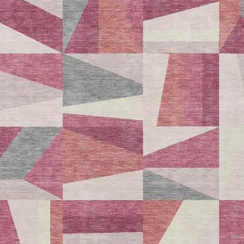5' X 8' Blush Pewter And Ivory Geometric Washable Indoor Outdoor Area Rug