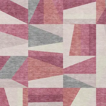 9' X 12' Blush Pewter And Ivory Geometric Washable Indoor Outdoor Area Rug