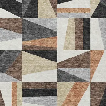 5' X 8' Gray Brown And White Geometric Washable Indoor Outdoor Area Rug