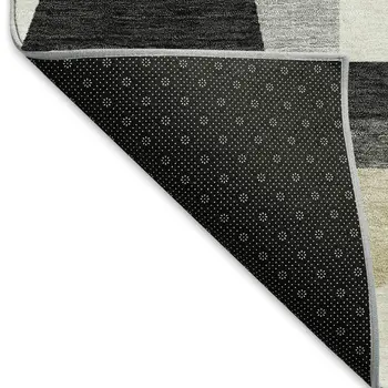 10' X 14' Gray Brown And White Geometric Washable Indoor Outdoor Area Rug