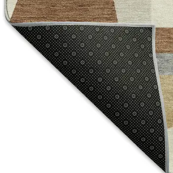 10' X 14' Chili Red Beige And Gray Geometric Washable Indoor Outdoor Area Rug