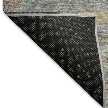 8' X 10' Black White And Wheat Geometric Washable Indoor Outdoor Area Rug
