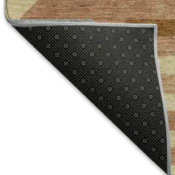 8' Copper Wheat And Beige Round Geometric Washable Indoor Outdoor Area Rug