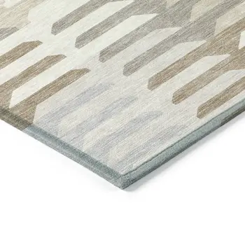 8' X 10' Ivory Gray And Brown Geometric Washable Indoor Outdoor Area Rug