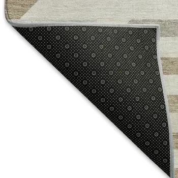 9' X 12' Ivory Gray And Brown Geometric Washable Indoor Outdoor Area Rug