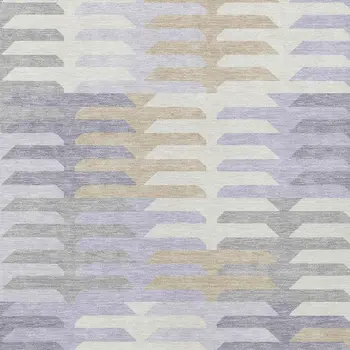 5' X 8' Lavender Silver And Gray Geometric Washable Indoor Outdoor Area Rug
