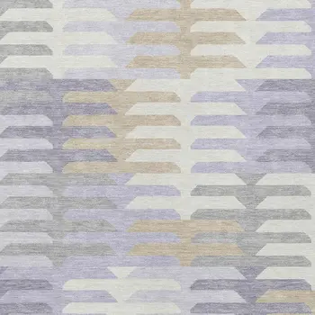 8' X 10' Lavender Silver And Gray Geometric Washable Indoor Outdoor Area Rug