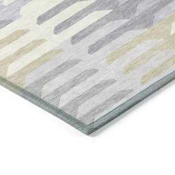 9' X 12' Lavender Silver And Gray Geometric Washable Indoor Outdoor Area Rug