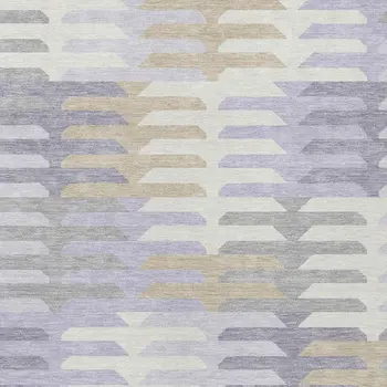 9' X 12' Lavender Silver And Gray Geometric Washable Indoor Outdoor Area Rug