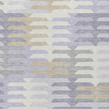10' X 14' Lavender Silver And Gray Geometric Washable Indoor Outdoor Area Rug