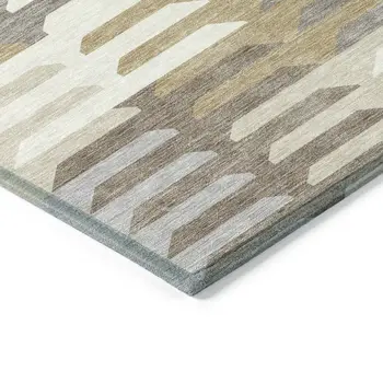 5' X 8' Taupe Gray And Ivory Geometric Washable Indoor Outdoor Area Rug