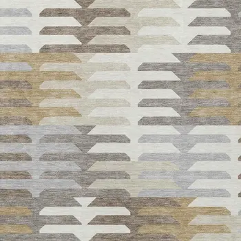 9' X 12' Taupe Gray And Ivory Geometric Washable Indoor Outdoor Area Rug