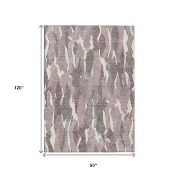 8' X 10' Blush And Ivory Striped Washable Indoor Outdoor Area Rug