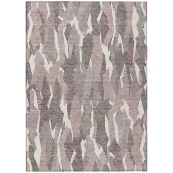 8' X 10' Blush And Ivory Striped Washable Indoor Outdoor Area Rug