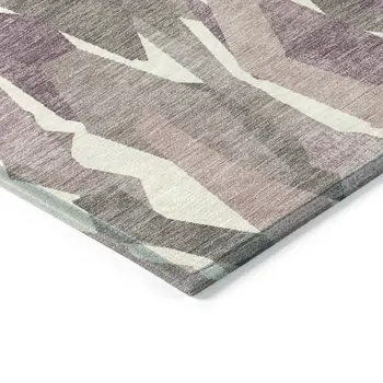 8' X 10' Blush And Ivory Striped Washable Indoor Outdoor Area Rug