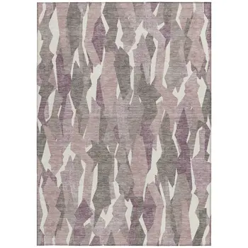 8' X 10' Blush And Ivory Striped Washable Indoor Outdoor Area Rug