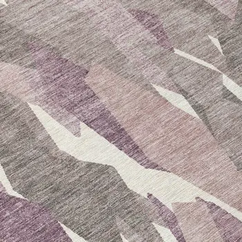 9' X 12' Blush And Ivory Striped Washable Indoor Outdoor Area Rug