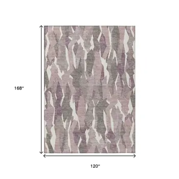 10' X 14' Blush And Ivory Striped Washable Indoor Outdoor Area Rug