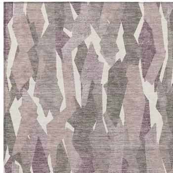 10' X 14' Blush And Ivory Striped Washable Indoor Outdoor Area Rug