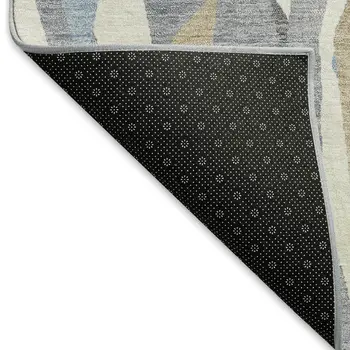 8' Denim Blue Khaki And Ivory Round Striped Washable Indoor Outdoor Area Rug