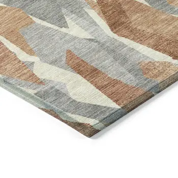 3' X 5' Chili Red Granite Gray And Ivory Striped Washable Indoor Outdoor Area Rug