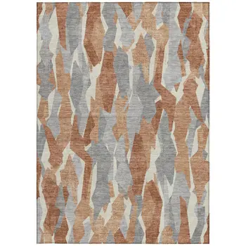 10' X 14' Chili Red Granite Gray And Ivory Striped Washable Indoor Outdoor Area Rug