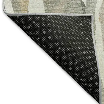 5' X 8' Pewter Wheat And Ivory Striped Washable Indoor Outdoor Area Rug