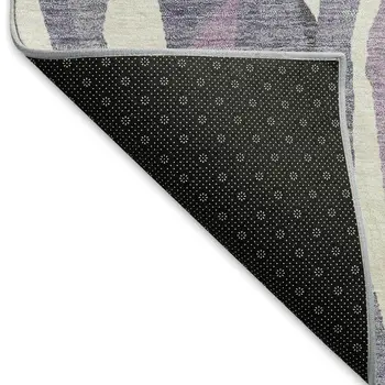 5' X 8' Purple Gray And Ivory Striped Washable Indoor Outdoor Area Rug