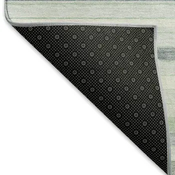 9' X 12' Mint Green And Ivory Striped Washable Indoor Outdoor Area Rug