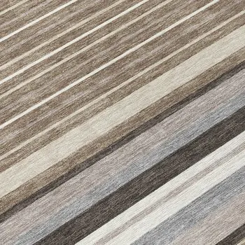 8' Taupe Ivory And Brown Round Striped Washable Indoor Outdoor Area Rug