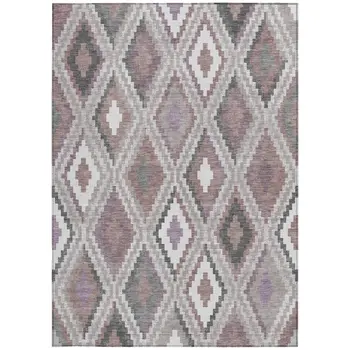 3' X 5' Blush Ivory And Gray Geometric Washable Indoor Outdoor Area Rug