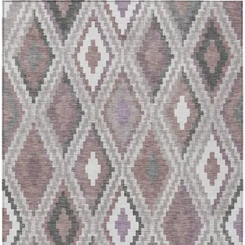 10' X 14' Blush Ivory And Gray Geometric Washable Indoor Outdoor Area Rug